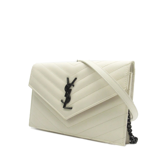 SAINT LAURENT Grain De Poudre Cassandre Envelope Wallet on Chain Crossbody Bag - Picture 2 of 10